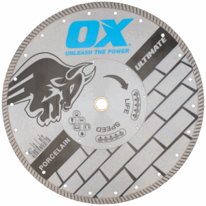 OX Ultimate Porcelain Tile 12" Diamond Blade - 1"-20mm bore