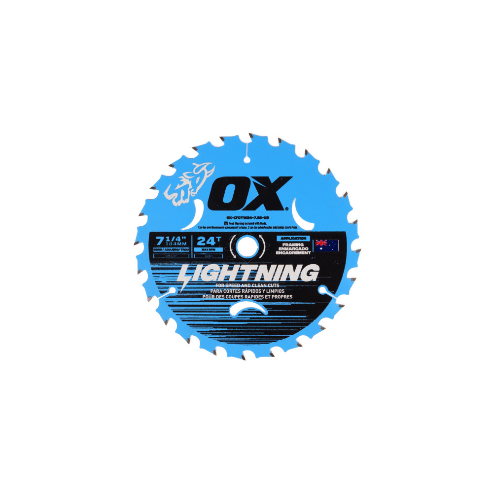 OX Pro Lightning 7 1/4 Inch Circular Saw Blade | 24T - OX Tools USA
