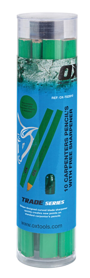 OX Tools 10 Pack Trade Carpenters Pencils with Sharpener